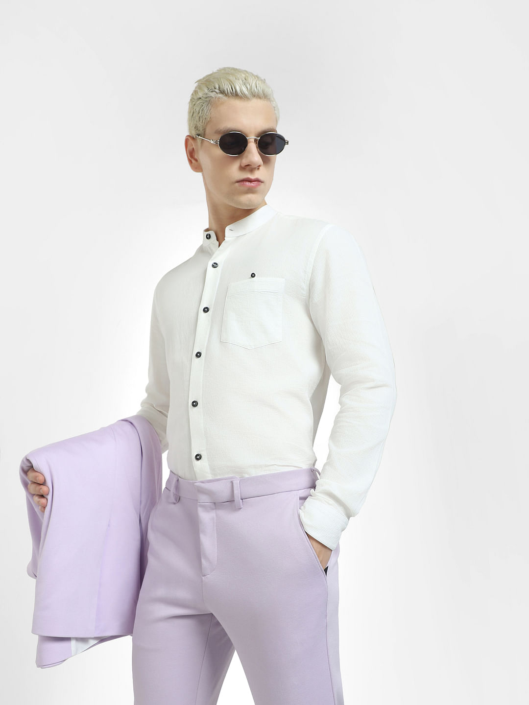 Buy Men Purple Slim Fit Stripe Full Sleeves Casual Shirts Online - 775539 |  Allen Solly